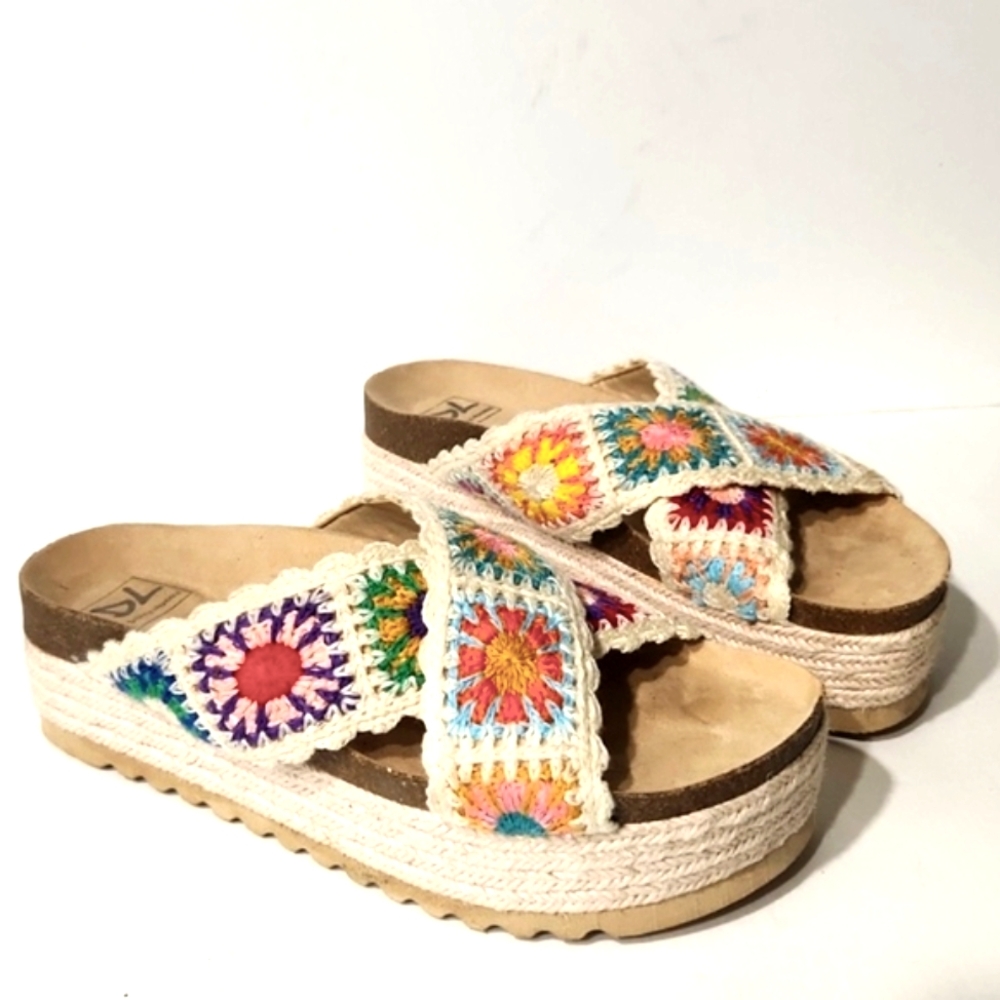 NEW! Dirty Laundry Plays Crochet Chunky Platform Sandals Size 9.5
